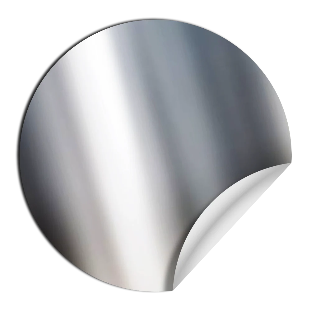 Close-up of a curved stainless steel surface with reflective finish.