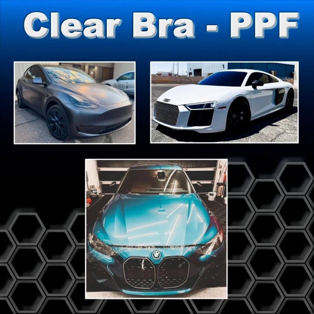 Three luxury cars with clear bra PPF
