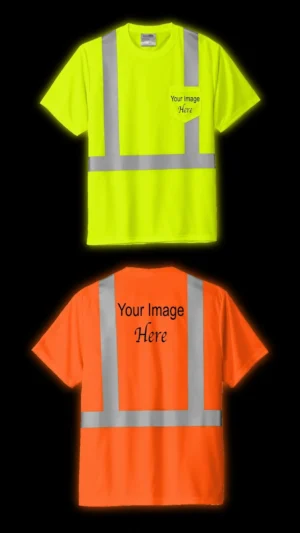 Two high-visibility reflective safety shirts