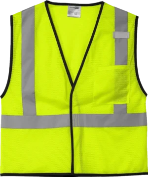 Neon yellow safety vest with reflective stripes