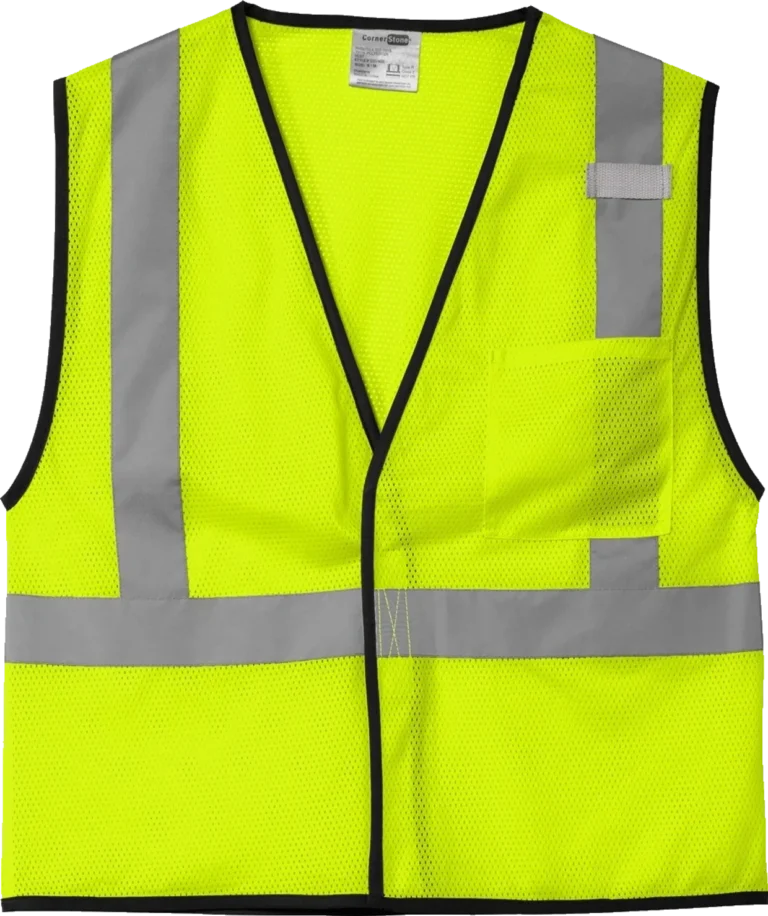 Neon yellow safety vest with reflective stripes