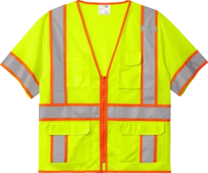Short-sleeve high-visibility safety vest with reflective stripes
