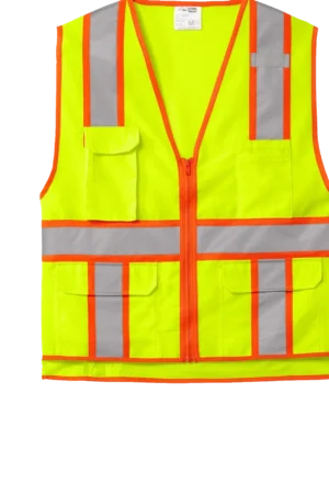 Neon yellow safety vest with reflective stripes