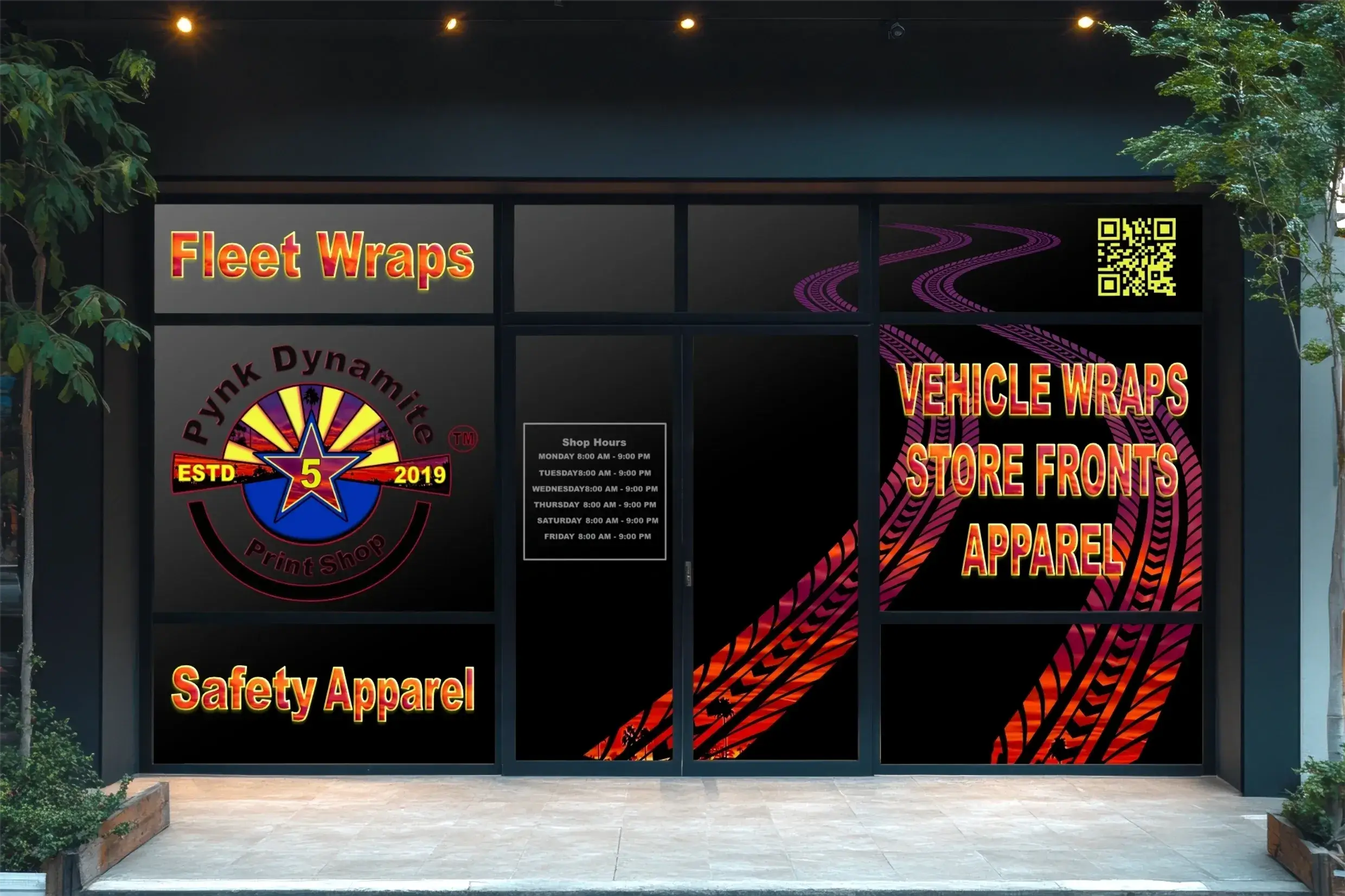 Fleet wraps and safety apparel storefront display