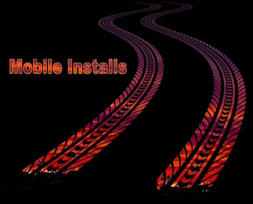 Mobile Installs over fiery curved tire tracks