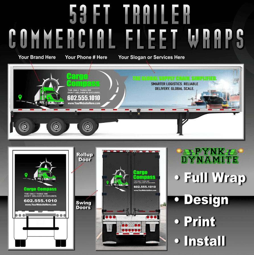 53 ft trailer commercial fleet wrap mockup