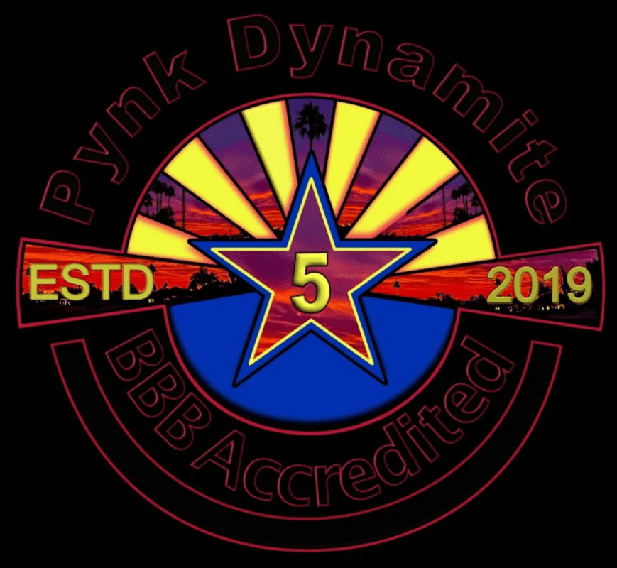 Pynk Dynamite logo with star and sunset
