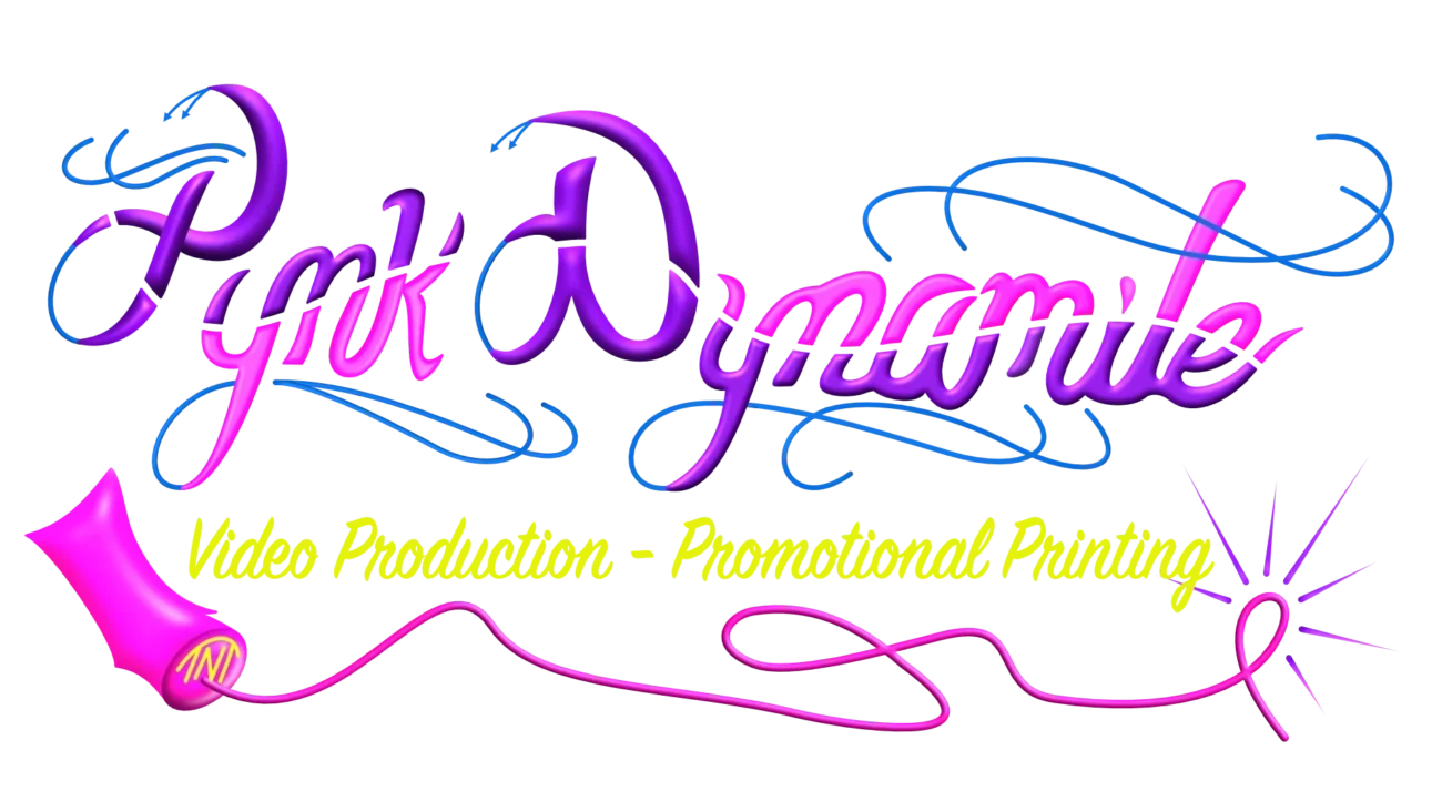 Neon pink "Pink Dynamite" script logo