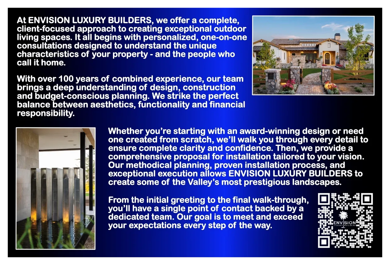 Envision Luxury Builders outdoor living brochure