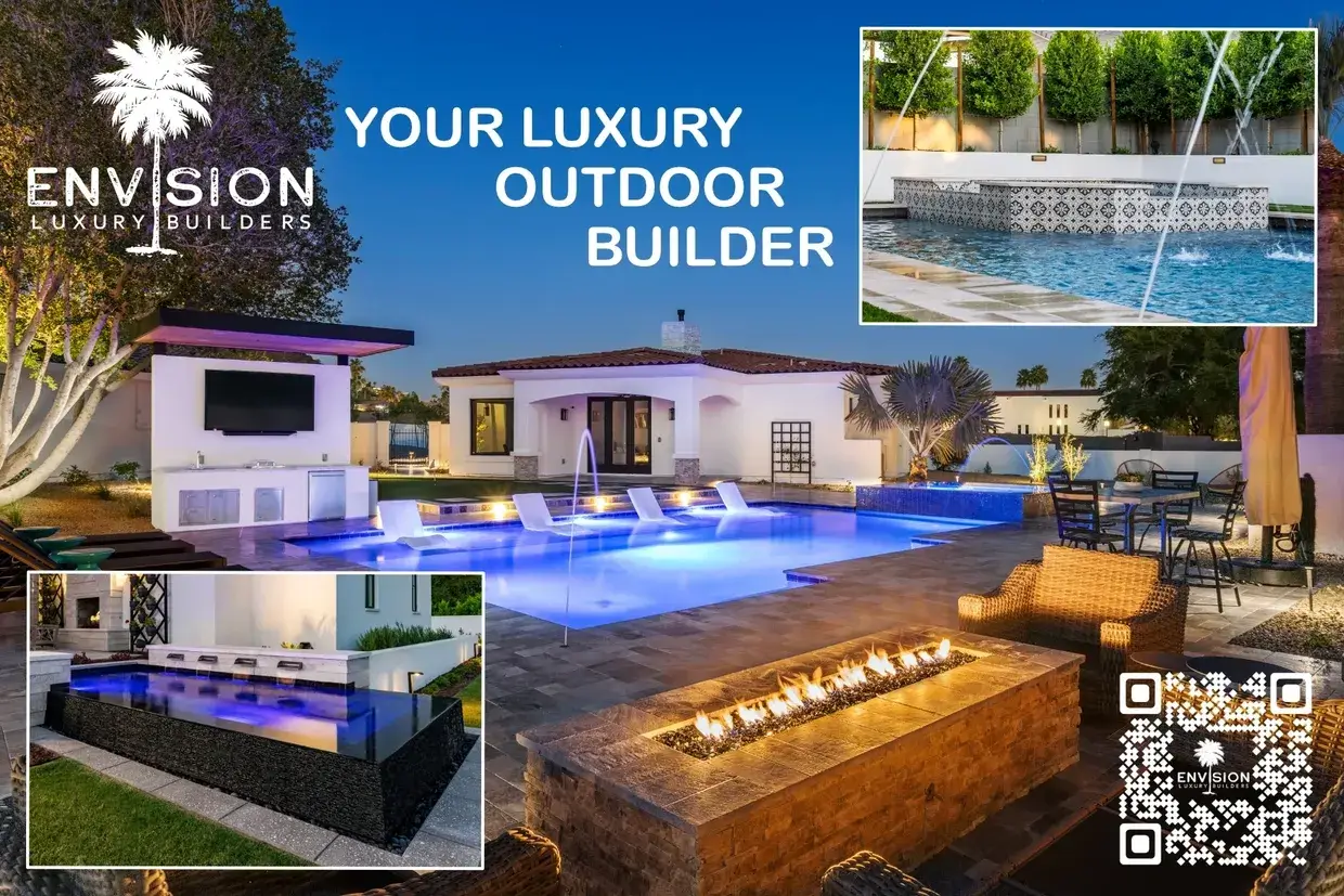 Luxury backyard pool and outdoor living space